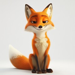 Fototapeta premium An orange fox sitting on a white background