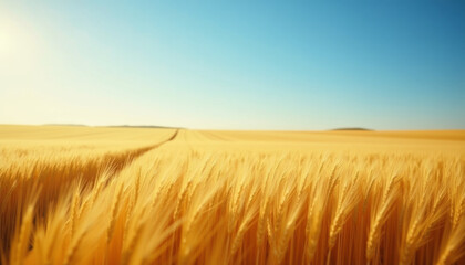 Obraz premium Golden Wheat Field Under Sunny Sky