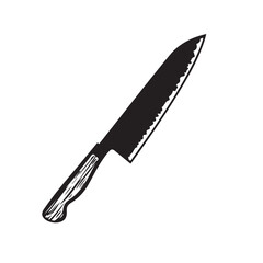 Fototapeta premium Simple Black and White Chef's Knife Illustration