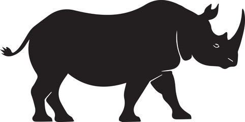 Obraz premium A black and white logo type rhinoceros silhouette design
