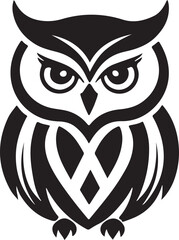 A black and white logo type owl silhouette design