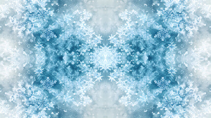 Obraz premium Light blue snowflake pattern on a soft gradient background, representing winter and cold weather. Dappled. Illustration
