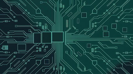 Detailed Close-up of a Circuit Board's Complex Network