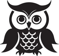A black and white logo type owl silhouette design