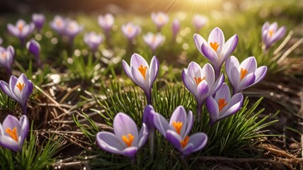 spring, spring flowers crocuses