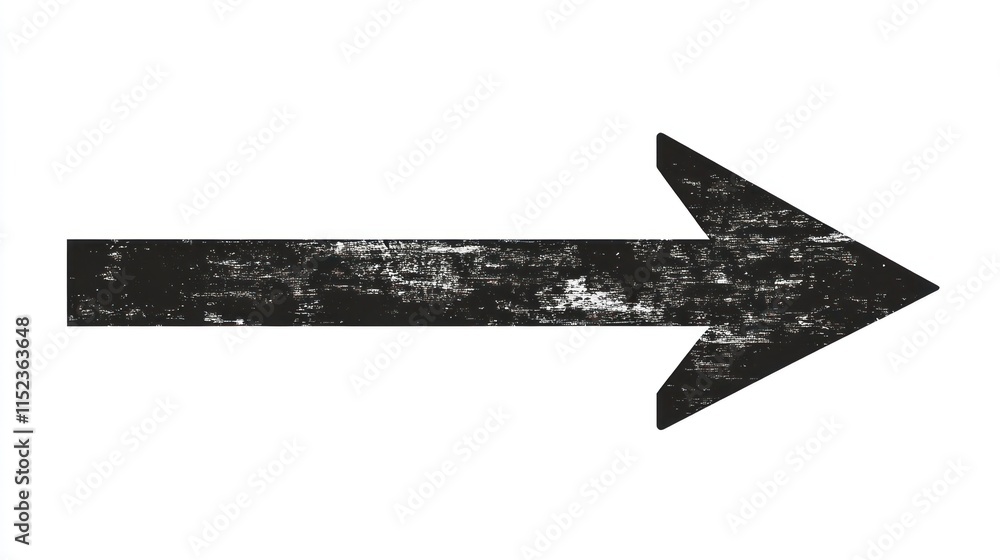 Poster a dark arrow shape directs attention to the right against a simple white backdrop