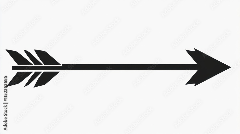 Poster a sleek black arrow with fletching elements pointing to the right against a plain background