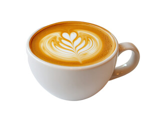 Isolated Latte Art in White Cup