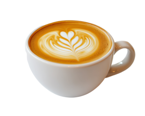 Isolated Latte Art in White Cup