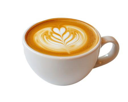 Isolated Latte Art in White Cup