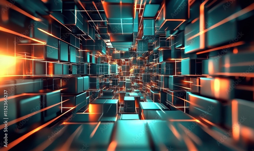 Poster a striking futuristic cube background ideal for digital projects.
