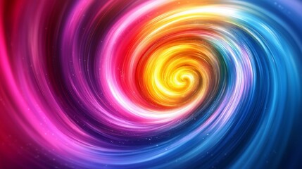 Obraz premium A swirling vortex of vibrant colors, resembling a nebula, with glowing particles and a sense of dynamic movement