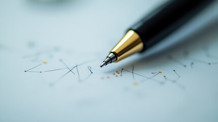 Fototapeta premium Close-Up of a Pen Tip on Paper with Abstract Geometric Doodles and Patterns