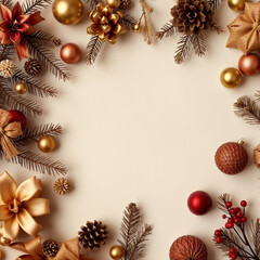 a wreath of christmas decorations with a gold star on the top