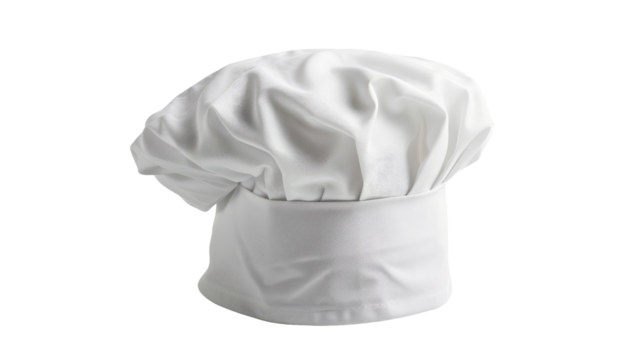 A clean white chefs hat isolated background