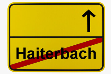 Fototapeta premium Illustration eines Ortsausgangsschildes von Haiterbach in Baden-Württemberg