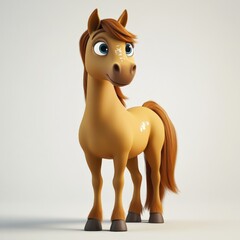 a cartoon horse stands on a white background