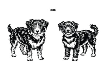Editable Silhouette Dog Isolated Vector Illustration