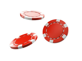 Isolated Three Red Casino Chips
