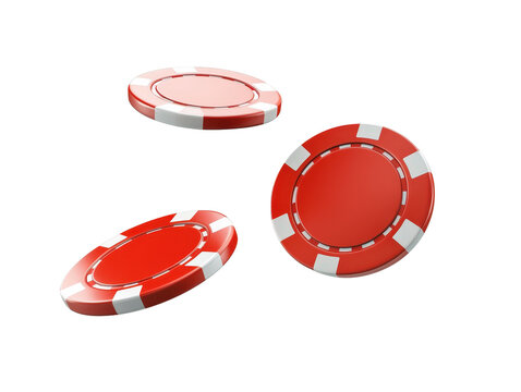 Isolated Three Red Casino Chips - Powered by Adobe