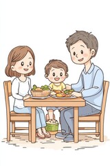 Happy family enjoying a meal together at the dining table