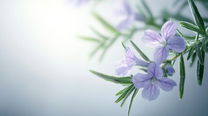 Fototapeta premium close up of light purple flowers with green stems and a blurred light background