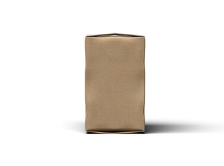 Rendered image of a small rectangular cardboard box with dents on a light background