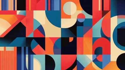 Naklejka premium Abstract geometric composition with vibrant colors and shapes.