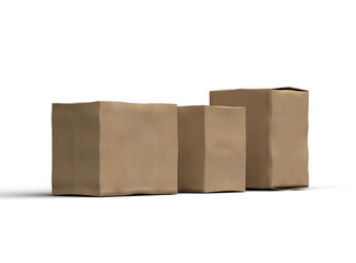 Obraz premium Rendered image of a small rectangular cardboard box with dents on a light background