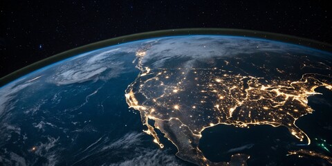 North America at Night: View of Earth’s Curved Horizon