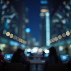 Fototapeta premium bokeh blue of Elearning with blurred city abstract lights background abstract bokeh light background bright emotional harmonious vignette 