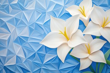 Obraz premium Elegant White Lilies Against a Textured Blue Background Design