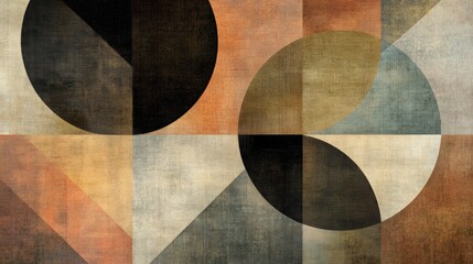 Abstract geometric design featuring circles and shapes in earthy tones.