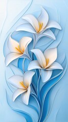 Elegant White Lilies on a Soft Blue Background Design