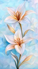 Elegant White Lilies Against a Soft Blue Background in Artistic Style