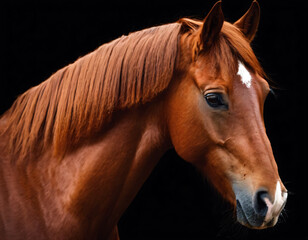 Obraz premium Portrait of a red horse, close-up.
