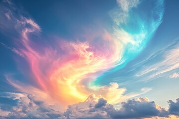 colorful sunset sky with swirling clouds