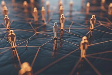 A network of interconnected figures, symbolizing global collaboration and communication.  One central figure stands out, highlighting leadership or influence.