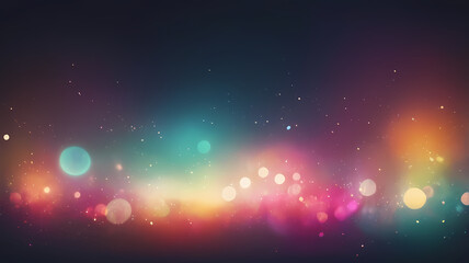 Obraz premium Cosmic Glow: A captivating abstract background featuring a vibrant, multi-colored spectrum of bokeh lights dancing across a dark canvas, evoking feelings of wonder and excitement. 