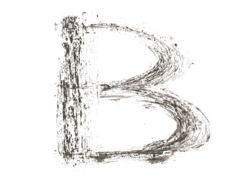 Letter symbol B, watercolors grunge alphabet, brush stroke, isolated on white, clipping path