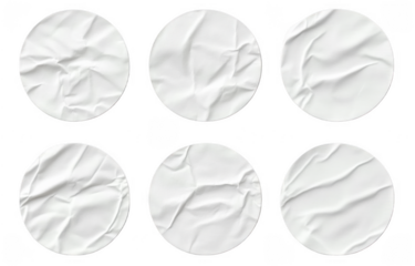 Blank white round paper sticker label set isolated on white background
