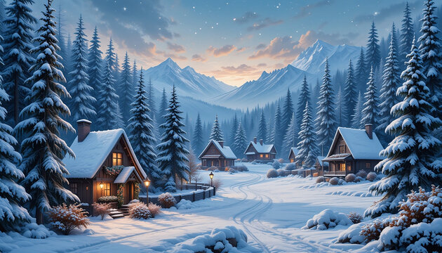   snowy Christmas art   