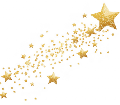 Cute golden stars and confetti decoration

