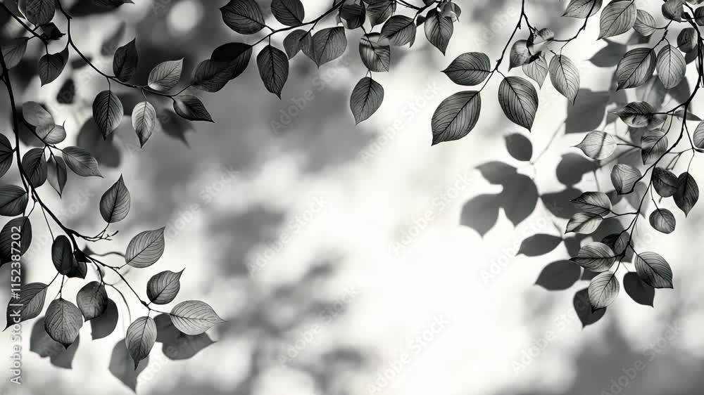 Poster shadows and leaves creating a delicate natural design in soft light during daytime