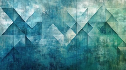 Abstract geometric patterns in blue and green tones, creating a textured visual effect.