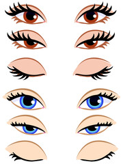 Set of eyes in anime or manga style vector.
