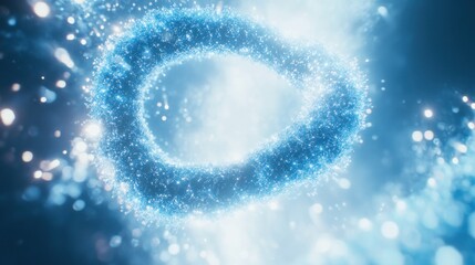 Glowing blue energy ring abstract background.