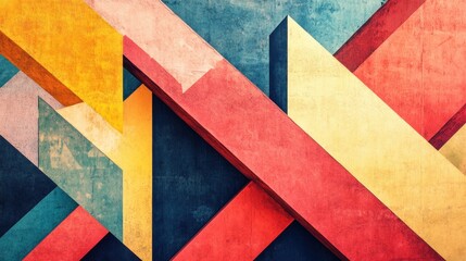 Fototapeta premium Abstract geometric shapes in vibrant colors create a dynamic visual composition.