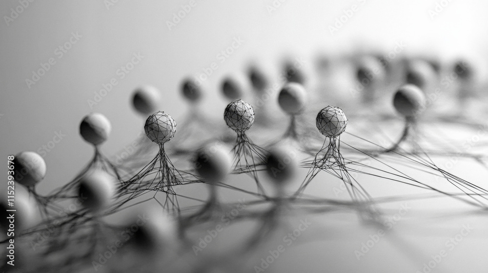 Poster abstract network of interconnected nodes and lines on a smooth surface