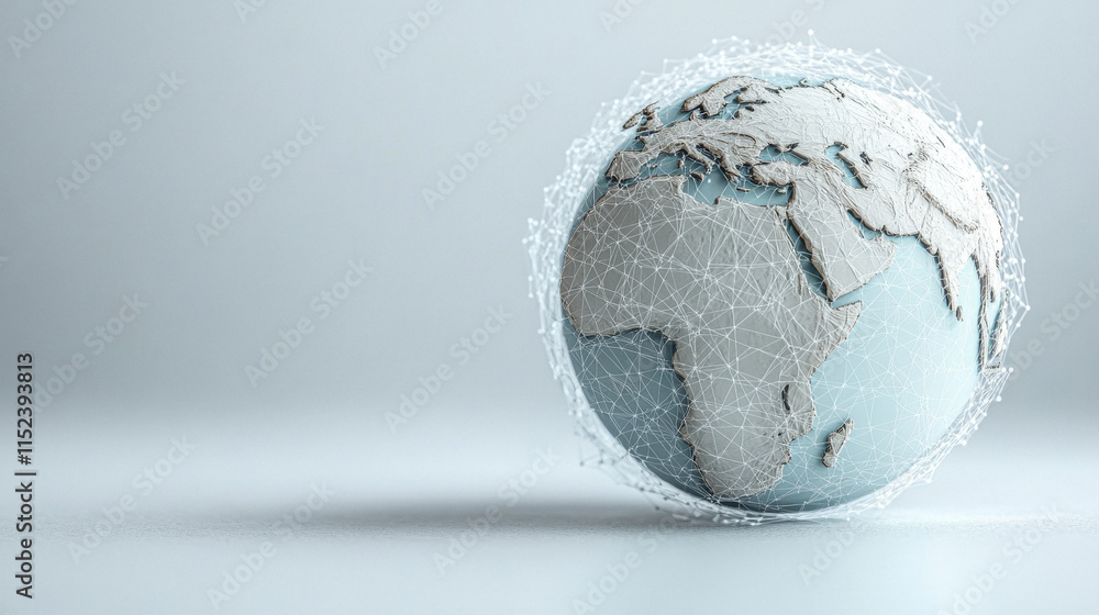 Poster global connectivity: abstract earth with network overlay highlighting modern communication